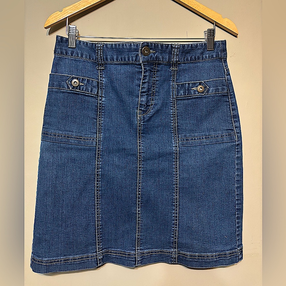CHRISTOPHER & BANKS Denim Cotton Blend Skirt